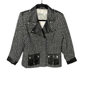 Bradley Bayou Wool & Leather‎ Tweed Motorcycle Jacket Women’s Size Small